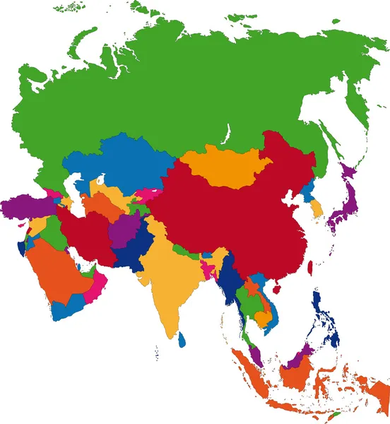 Красочная карта Азии — стоковый вектор