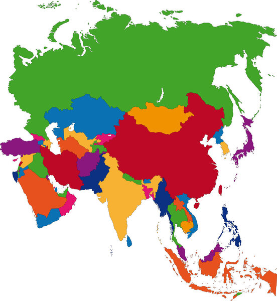 Красочная карта Азии
