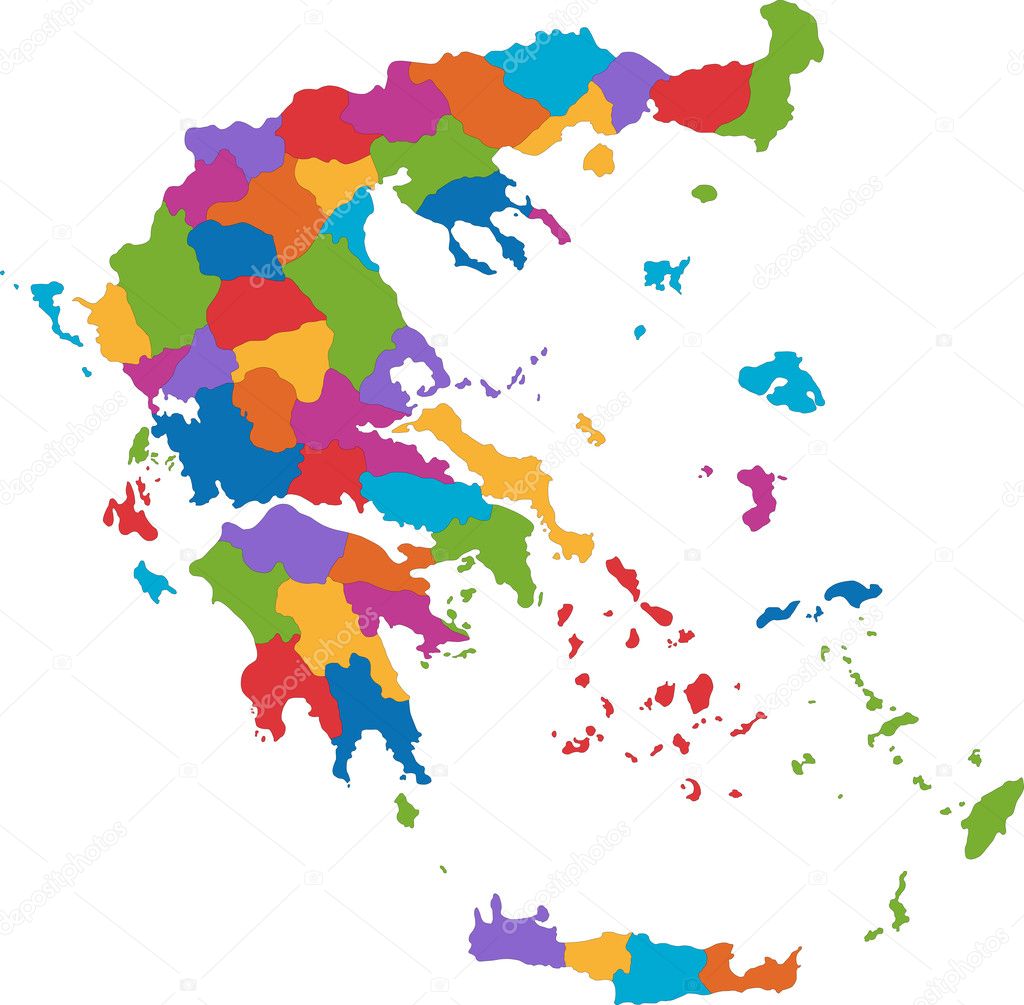 Colorful Greece map