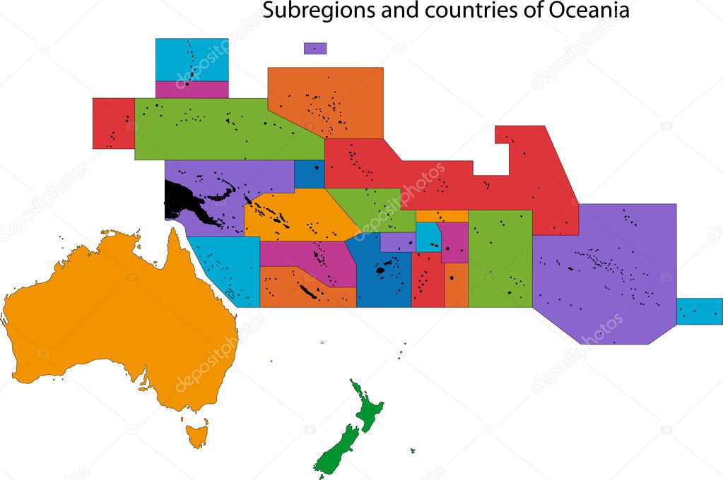 Colorful Oceania map