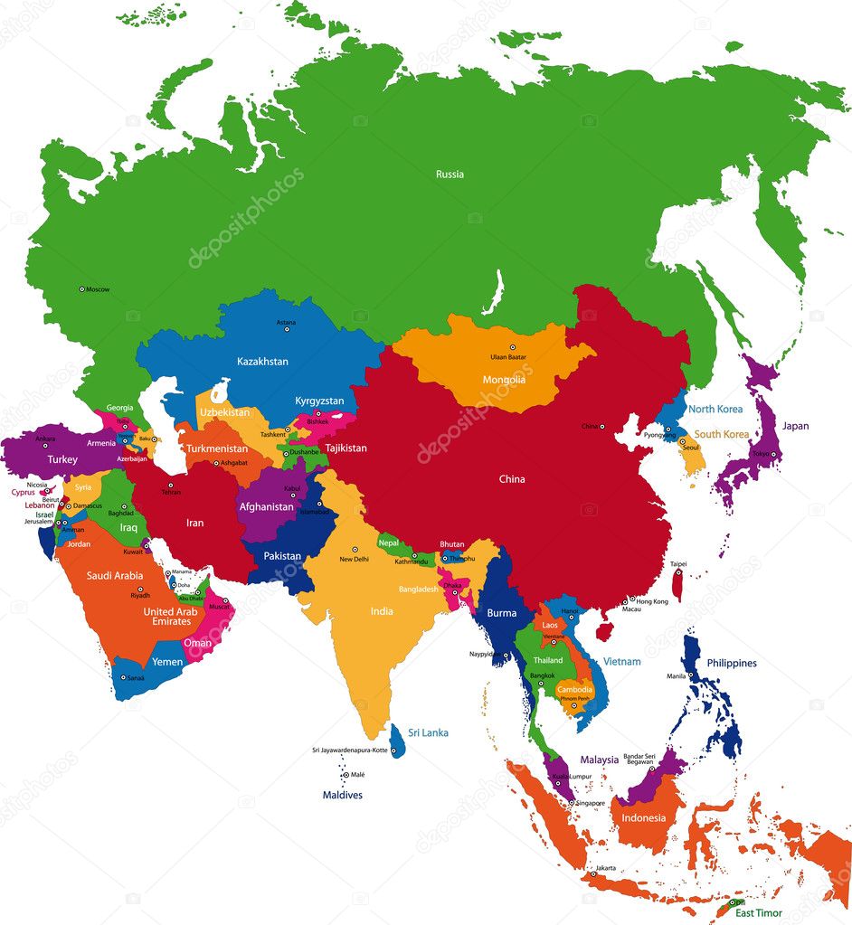 Världskarta Asien Karta | Karta Mellersta