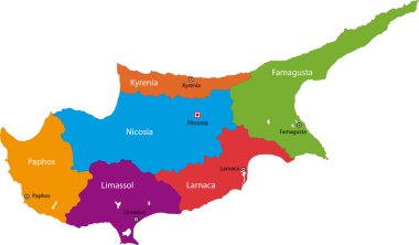 renkli Kıbrıs Haritası
