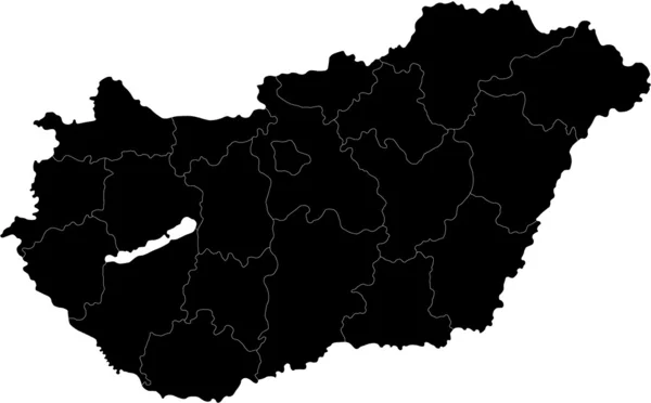 Mapa negro da Hungria — Vetor de Stock