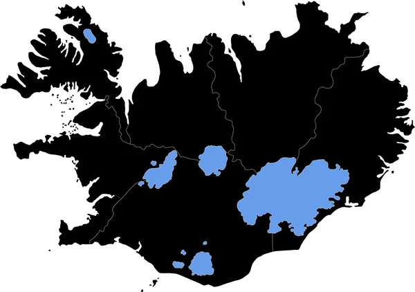 Islandia negra mapa — Vector de stock