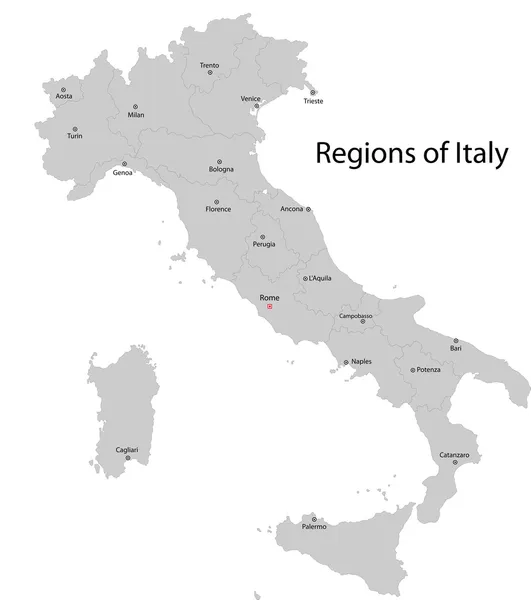 Mappa Italia grigia — Vettoriale Stock