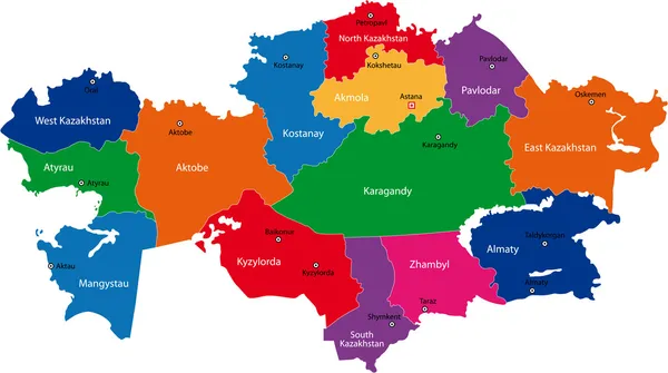 Mappa Kazakistan — Vettoriale Stock