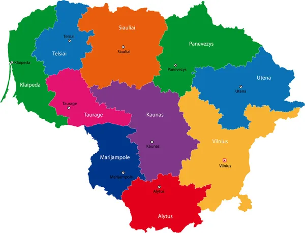 Lituânia Mapa — Vetor de Stock
