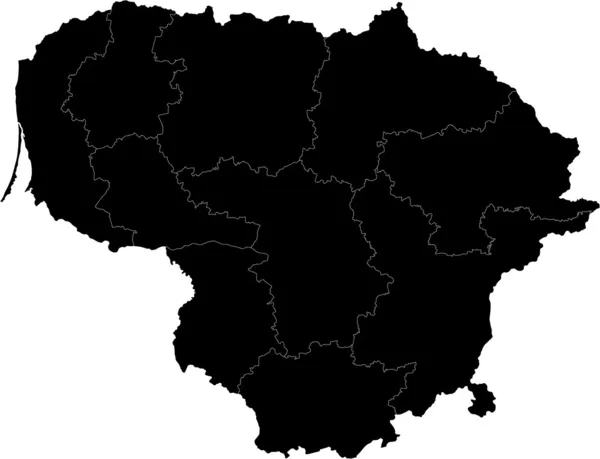 블랙 리투아니아 지도 — 스톡 벡터