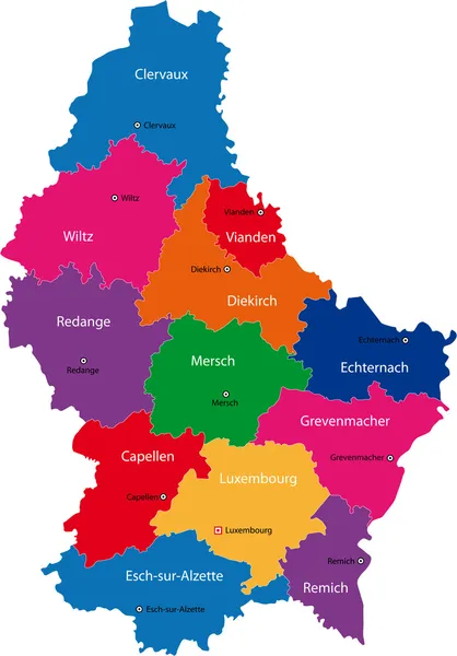 Vectro Lussemburgo mappa — Vettoriale Stock