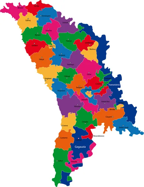 Renkli moldova Haritası — Stok Vektör