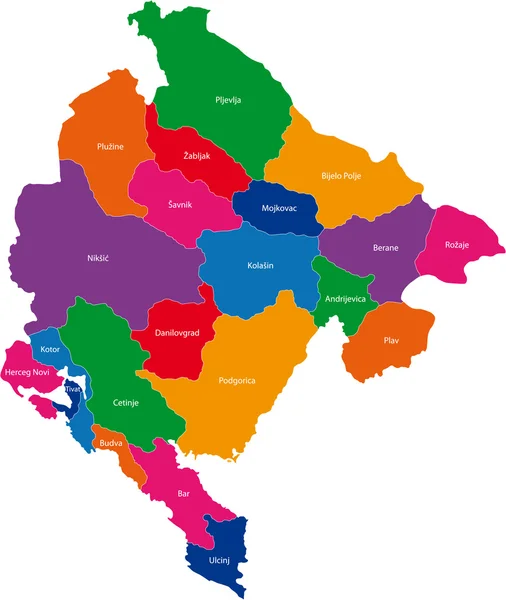 Mapa de Color Montenegro — Vector de stock