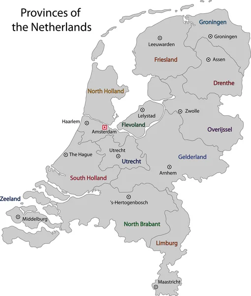 Paesi Bassi mappa — Vettoriale Stock