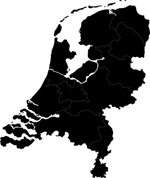 Mappa di Paesi Bassi neri — Vettoriale Stock