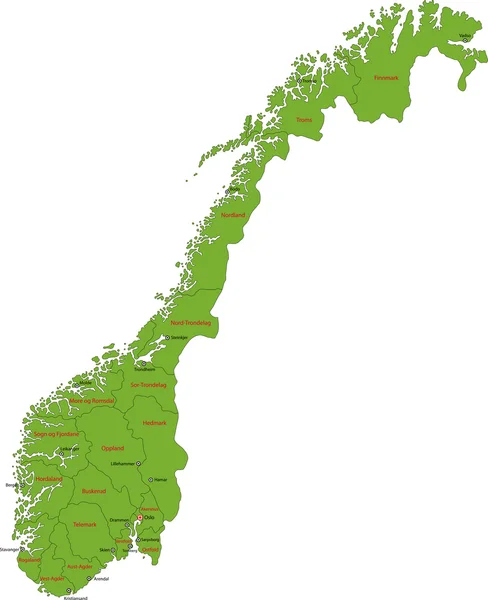 Norvegia mappa — Vettoriale Stock
