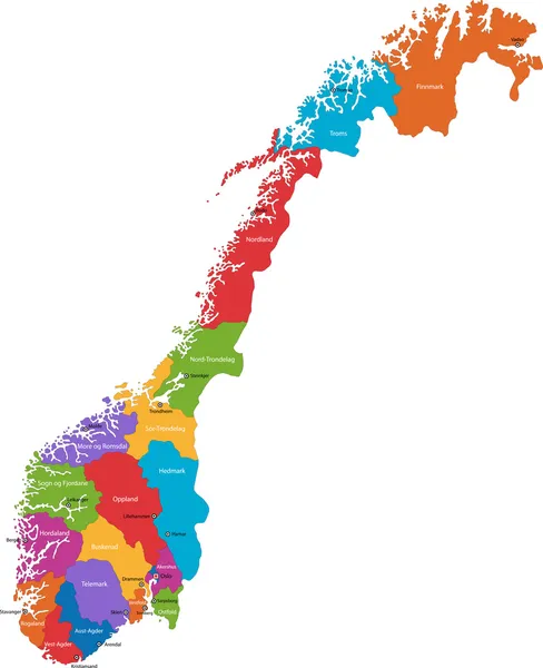 Noruega mapa — Vetor de Stock