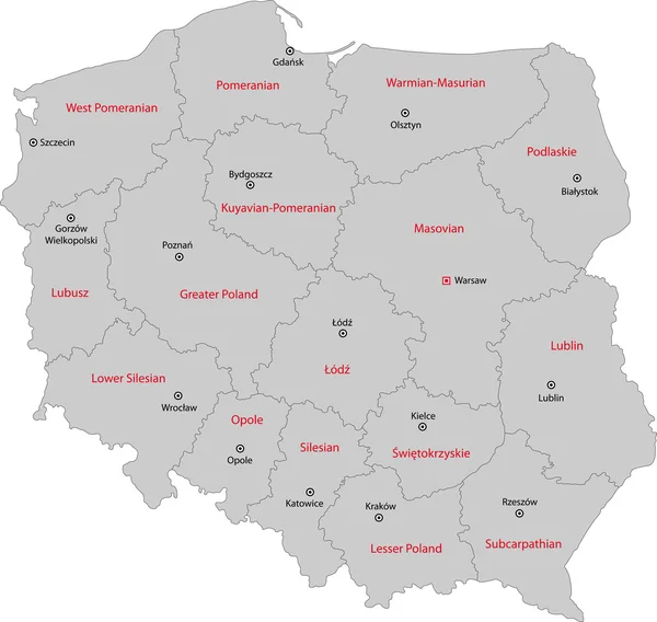 Polen Karte — Stockvektor