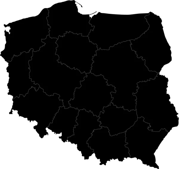 黑色波兰地图 — 图库矢量图片