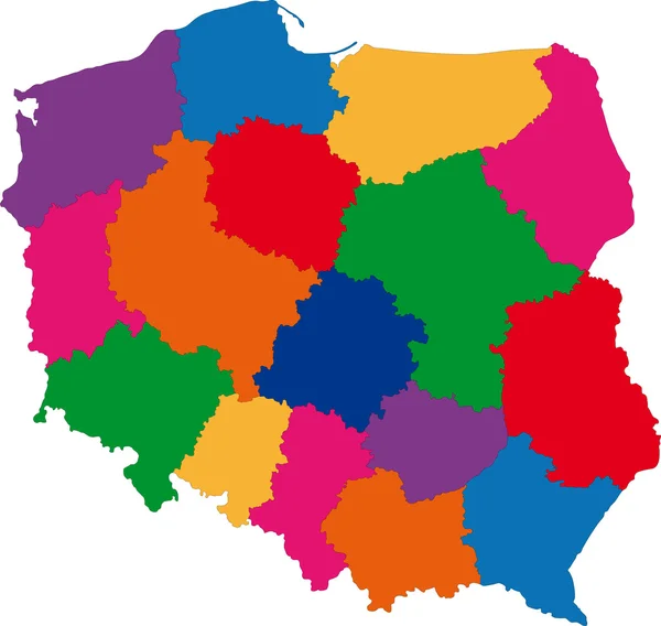 Barevná Mapa Polska — Stockový vektor