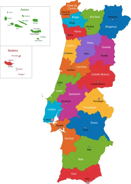 Portogallo mappa — Vettoriale Stock