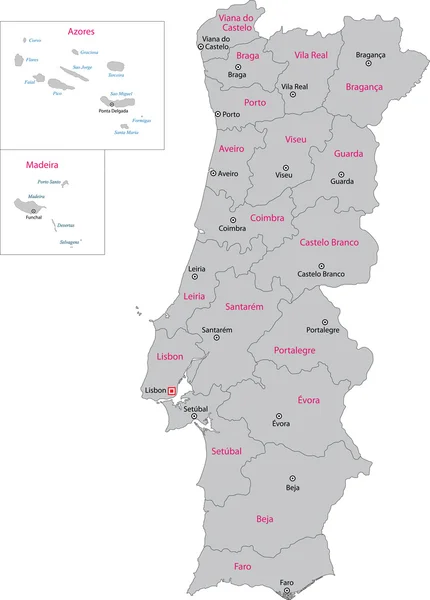 Portugal mapa — Vector de stock