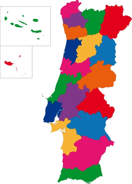 Mapa colorido de Portugal — Vetor de Stock