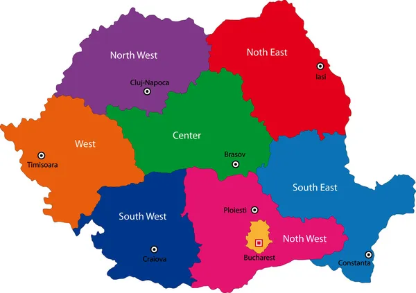 Rumania mapa — Vector de stock