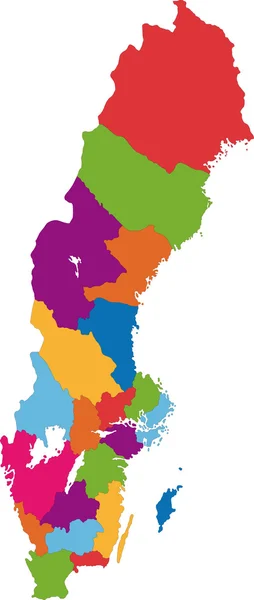 다채로운 스웨덴 지도 — 스톡 벡터