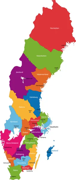 Suecia Mapa — Vector de stock