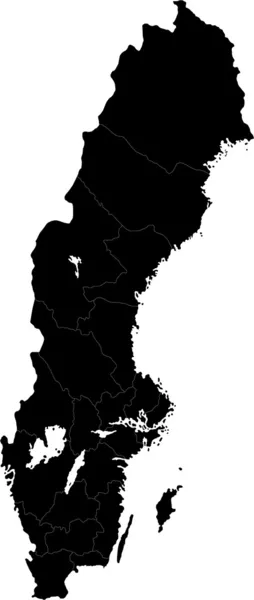 Suecia Negro mapa — Vector de stock
