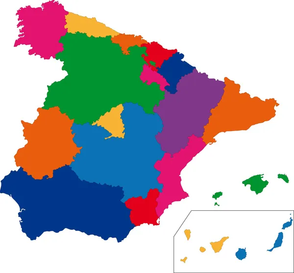 Bunte spanische Landkarte — Stockvektor