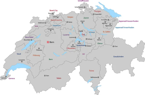 Zwitserland kaart — Stockvector