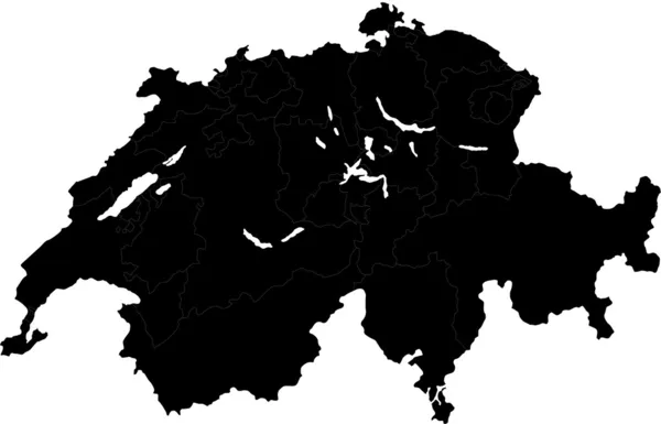 黒のスイス連邦共和国の地図 — ストックベクタ
