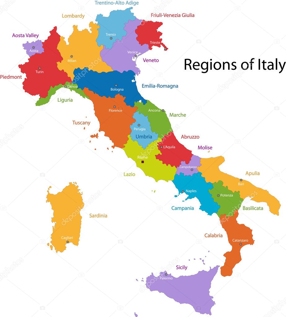 Colorful Italy map