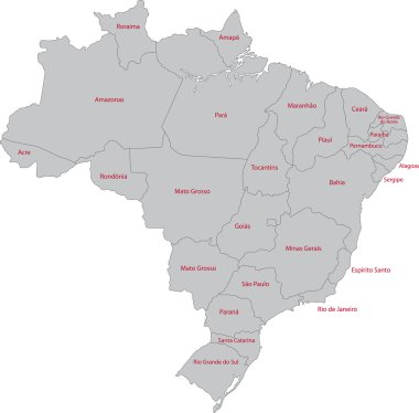 Grey Brazil map clipart