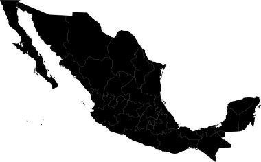 Black Mexico map clipart