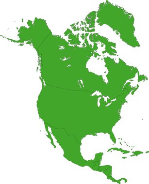Yeşil Kuzey Amerika Haritası