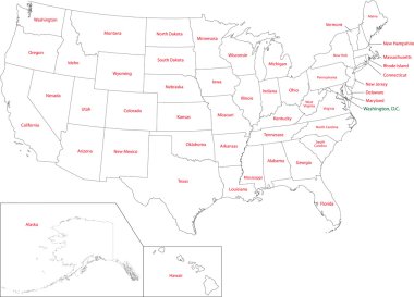 Outline USA map clipart