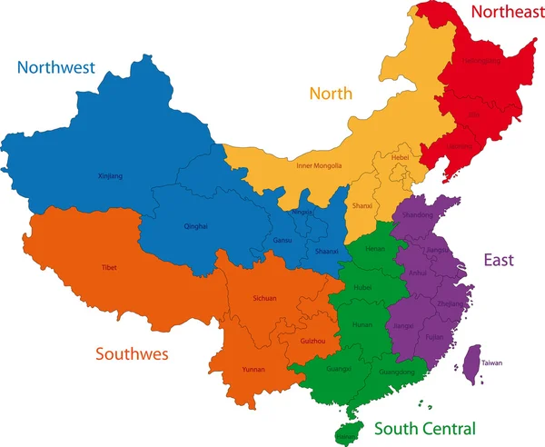 Karta över Kina — Stock vektor