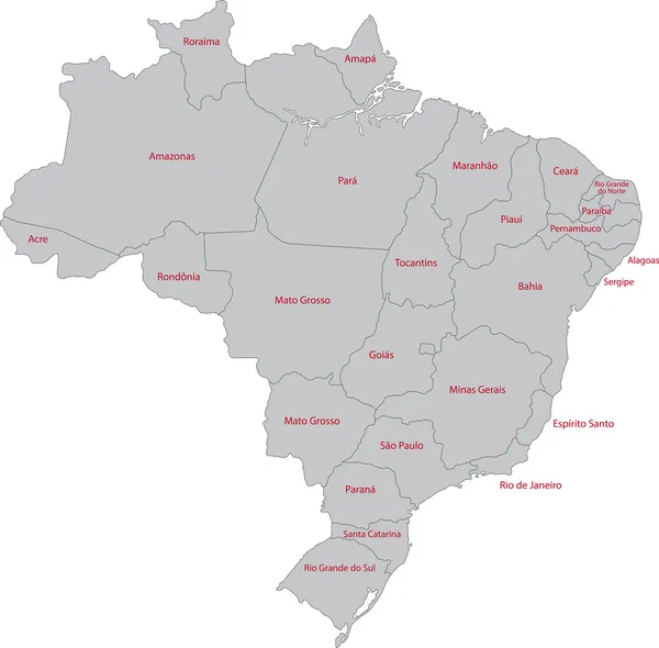 Grey Brasil mapa — Vector de stock