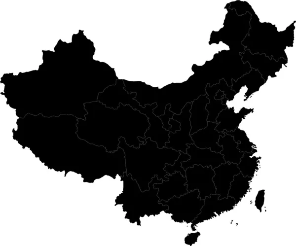 Mapa Chiny czarny — Wektor stockowy