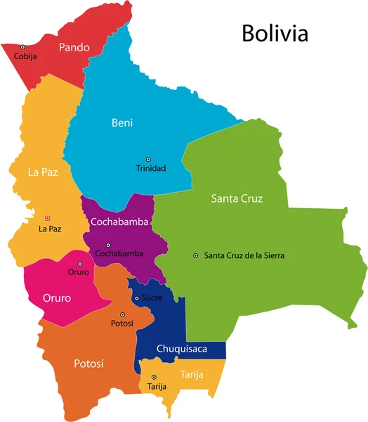 Bolívia Mapa —  Vetores de Stock
