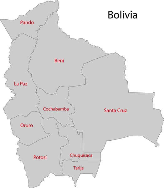 Bolívia Mapa — Vetor de Stock
