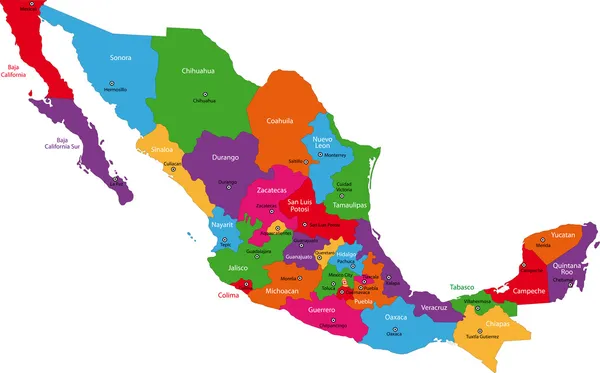 México Mapa — Vetor de Stock