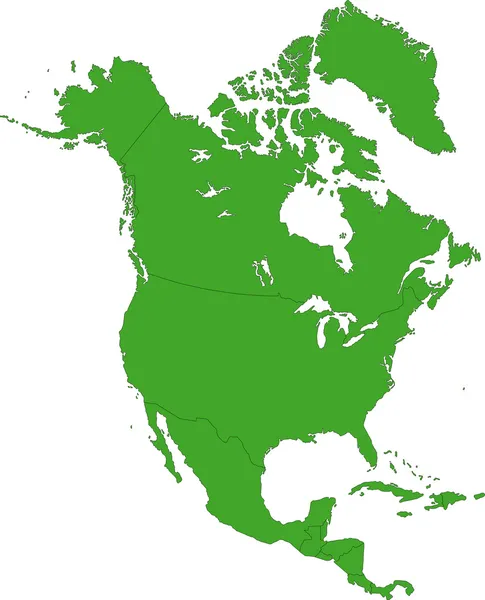 Zöld Észak-Amerika Térkép — Stock Vector