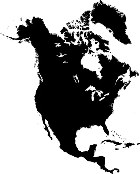 Siyah Kuzey Amerika Haritası — Stok Vektör