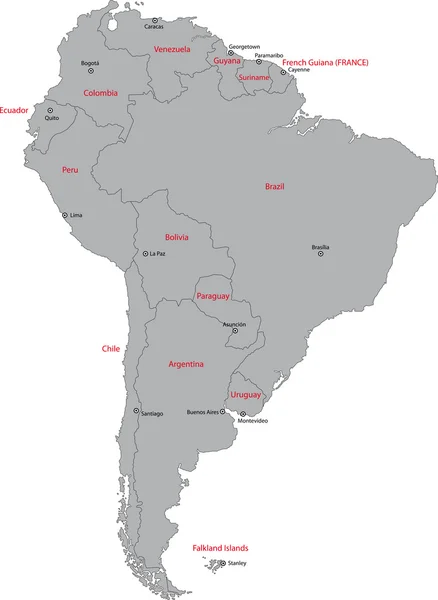 Mapa da América do Sul —  Vetores de Stock