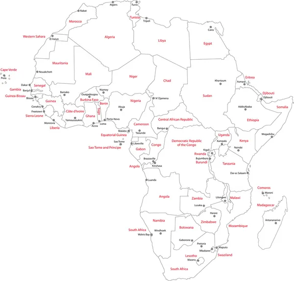 África Mapa — Vector de stock