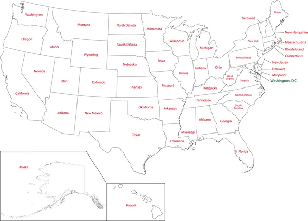 概述美国地图 — 图库矢量图片