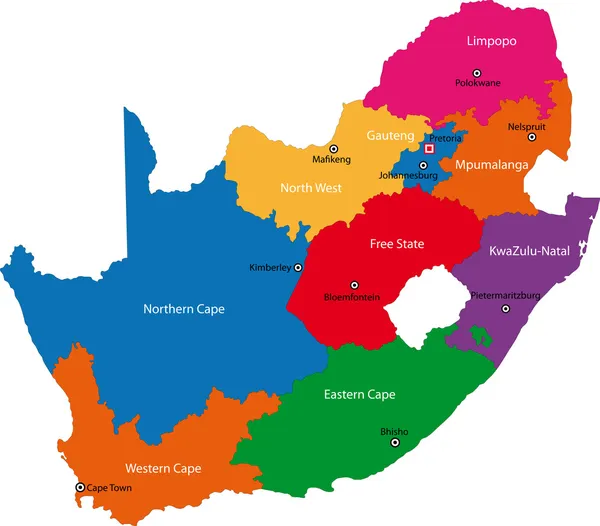 南部非洲地图 — 图库矢量图片