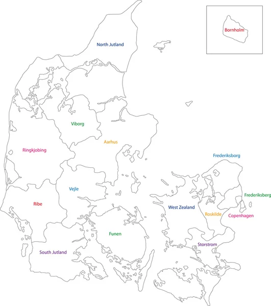 Dinamarca Mapa — Archivo Imágenes Vectoriales